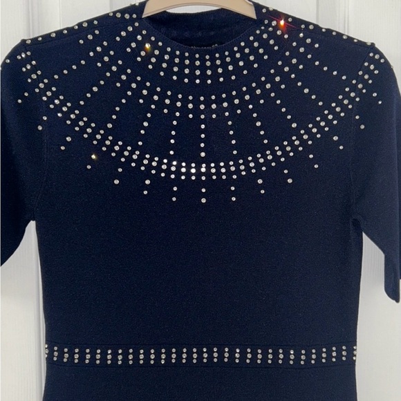 NEW Ann Taylor navy mock neck embellished knit dress - Picture 8 of 10